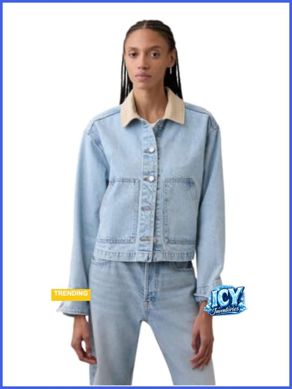 GAP Women's Cropped Denim Barn Jacket 100% Cotton Button